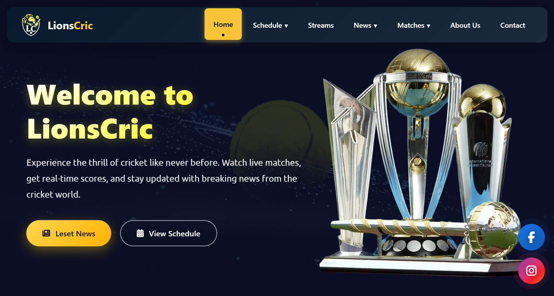 LionsCric Cricket Website